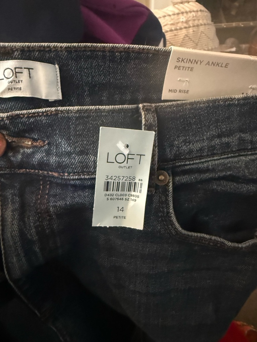 LOFT Dark Blue Skinny Ankle Jeans - Petite